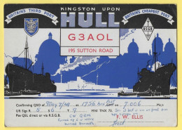 QSL QSO Card Amateur Radio Station KINGSTON HULL BRITAIN S THIRD PORT  G3AOL 195 SUTTON ROAD 1949 - Radio Amatoriale