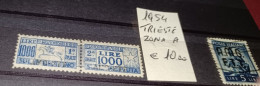 1954 REPUBBLICA TRIESTE A PACCO POSTALE L.1000 CAVALLINO - Colis Postaux/concession
