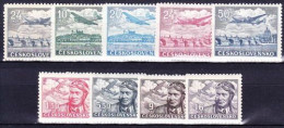 Tchécoslovaquie 1946 Mi 492-500 (Yv PA 19-27), (MNH)** - Posta Aerea