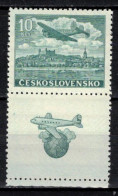 Tchécoslovaquie 1946 Mi 496 Zf (Yv PA 22 Avec Vignette), (MNH)** - Luchtpost