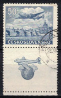 Tchécoslovaquie 1946 Mi 500 Zf (Yv PA 27 Avec Vignette), Obliteré - Airmail