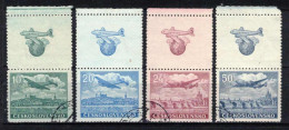 Tchécoslovaquie 1946 Mi 496+498-500 Zf (Yv PA 22+24+26-7 Avec Vignettes), Obliteré - Poste Aérienne