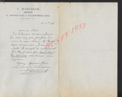 LETTRE COMMERCIALE 1898  DE M. SCHELBAUM ARCHITECTE À VILLEMOMBLE 4 BOULEVARD PAPIN : - Manuscripten