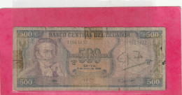 BANCO CENTRAL DEL ECUADOR . 500 SUCRES .  8-6-1988 .  N° 11961832 .  2 SCANNES - Ecuador