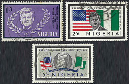 NIGERIA 1964 QEII Multicoloured, President Kennedy Memorial Set SG147/9 FU - Nigeria (1961-...)