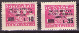 1947 ISTRIA E LITORALE SLOVENO,AMMINISTRAZIONE MILITARE JUGOSLAVA ,Sass. 73,75 MNH**VF - Occup. Iugoslava: Litorale Sloveno