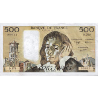 France, 500 Francs, Pascal, 1988, D.279, TTB+, Fayette:71.39 - 500 F 1968-1993 ''Pascal''