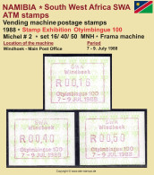 1988 SWA Namibia ATM 2 / Otyimbingue 100 / Windhoek / Set 16/40/50 ** Frama Automatenmarken Etiquetas Automatici RSA - Automaatzegels [ATM]