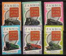 Zm9959  Zambia Trains Of The World, Set Of 6 Stamps - Zambia (1965-...)