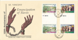 St. Vincent FDC 1-8-1984 Emancipation Of Slaves Set Of 4 With Cachet On 2 Covers - St.Vincent (1979-...)