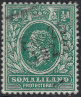 SOMALILAND PROTECTORATE 1921 KGV ½a Blue-Green SG73 FU - Somaliland (Protectorate ...-1959)