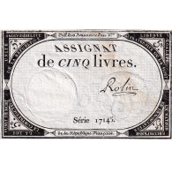 France, 5 Livres, An 2, SERIE 17145, TB+, KM:A76, Lafaurie:171 - Assignats