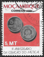 Mocambique – 1981 Metical Coin 5 Meticais Used Stamp - Mozambique