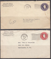 SALE !! 50 % OFF !! ⁕ USA 1940 - 1941 W.VA. ⁕ Huntigton "Marshall College" ⁕ 2v Stationery Covers 3c.& 2c. - See Scan - 1941-60