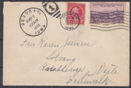 ⁕ U.S. 1935 IOWA ⁕ DECORAH, Old Cover With A Letter To Denmark ⁕ See Scan - Cartas & Documentos