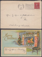 ⁕ US 1928 ⁕ Merry Christmas Card ⁕ 2c. Washington (see Perforation 11:10½ Cut) - Cartas & Documentos