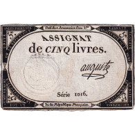 France, 5 Livres, An 2, SERIE 1016, TTB, KM:A76, Lafaurie:171 - Assignats
