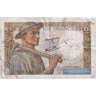 France, 10 Francs, Mineur, 1943, E.52, TB, Fayette:08.08 - 10 F 1941-1949 ''Mineur''