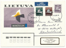 Mi U 11 Uprated Stationery Airmail Cover Abroad / Vytis - 30 December 1991 Kaunas C - Lithuania