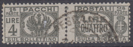 LUOGOTENENZA 1946 PACCHI POSTALI 4 LIRE N.63 USATO - Gebraucht