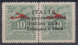 CEFALONIA E ITACA 1941 POSTA AEREA 10 + 10 D. VERDE N.29 G.I MNH** CERT. RARITA' - Cefalonia & Itaca