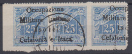 OCCUPAZIONI ITACA 1941 SEGNATASSE 25 + 25 L. N.12 "O" MAIUSCOLA USATA CERT. - Cefalonia & Itaca