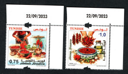 2023- Tunisia - Tunisian Harissa - Food - Pepper Red - Olive Oil - Onion- Complete Set 2v.MNH** Dated Corner - Alimentation