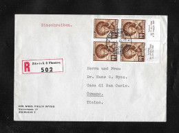 1940 PRO JUVENTUTE ► R-Brief Zürich 8 Fluntern (Dr.med.Felix Wyss Zürich Nach COMANO Ticino    ►SBKJ94 Im VB Mit Taps◄ - Covers & Documents