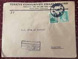 TURKEY,TURKEI,TURQUIE ,TURKIYE CUMHURIYETI  ZIRAAT BANKASI ,1958 ,COVER - Lettres & Documents