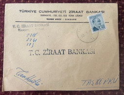 TURKEY,TURKEI,TURQUIE ,TURKIYE CUMHURIYETI  ZIRAAT BANKASI ,KASTAMONU  TO TASKOPRU ,1958 ,COVER - Storia Postale