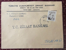 TURKEY,TURKEI,TURQUIE ,TURKIYE CUMHURIYETI  ZIRAAT BANKASI ,KASTAMONU  TO TASKOPRU ,1958 ,COVER - Lettres & Documents