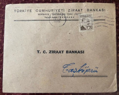 TURKEY,TURKEI,TURQUIE ,TURKIYE CUMHURIYETI  ZIRAAT BANKASI ,ANKARA  TO TASKOPRU ,1958 ,COVER - Storia Postale