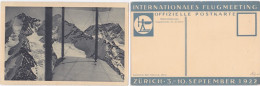 Schweiz Suisse 1922: INTERNATIONALES FLUGMEETING ZÜRICH (Flug-Foto Auf Die Alpen) Ungelaufen - Non Circulé - Unused - Sonstige & Ohne Zuordnung