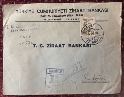 TURKEY,TURKEI,TURQUIE ,TURKIYE CUMHURIYETI  ZIRAAT BANKASI ,ISTANBUL  TO TASKOPRU ,1958 ,COVER - Lettres & Documents