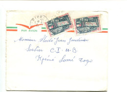 COTE D'IVOIRE -  Affranchissement Sur Lettre Par Avion - Impression Sur Tissu - Ivory Coast (1960-...)