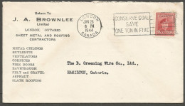 1944 Brownlee Sheet Metal Advertising Cover 4c War Slogan London Ontario - Postgeschiedenis