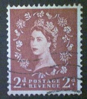 Great Britain, Scott #356, Used(o), 1958, Wilding: Queen Elizabeth II, 2d, Light Red Brown - Used Stamps