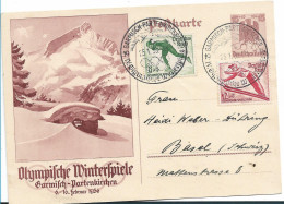 OYW051 / WINTEROLYMPIADE 1936. Auslands GA Mit 2 Zusatzmarken + Stempel - Winter 1936: Garmisch-Partenkirchen