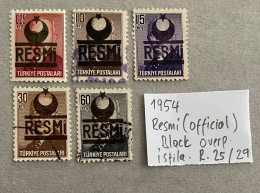 1954 Official Stamps Black Overprinted Used Isfila R25/29 - Dienstzegels