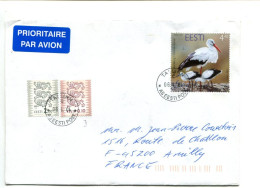 ESTONIE - Affranchissement Sur Lettre Par Avion - Oiseau Cigogne - Cicogne & Ciconiformi