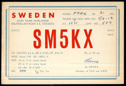 1956 Carte QSL SWEDEN SVERIGE - JOHN THURE NORLANDER, VÄSTERAS - SM5KX - Altri & Non Classificati