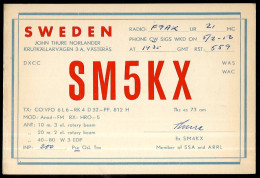 1956 Carte QSL SWEDEN SVERIGE - JOHN THURE NORLANDER, VÄSTERAS - SM5KX - Sonstige & Ohne Zuordnung