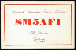 1956 Carte QSL SWEDEN SVERIGE - Swedish Radio Amateur OLLE JÖNSSON, VÄSTERAS & UPPSALA - SM5AFI - Radio Amateur