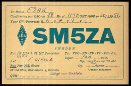 1956 Carte QSL SWEDEN SVERIGE - Gunnar JOHANSSON - LIDINGO Near Stockholm - SM5ZA - Altri & Non Classificati