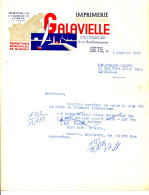 FACTURE.34.SETE.IMPRIMERIE GALAVIELLE 12-14 RUE SAVONNERIE. - Druck & Papierwaren