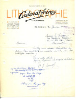 FACTURE.34.BEZIERS.LITHOGRAPHIE.TIPOGRAPHIE.TAILLE DOUCE.TIMBRAGE.CADENAT FRERES 6 ALLÉES PAUL RIQUET. - Imprenta & Papelería