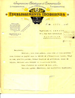 FACTURE.30.GARD.NIMES.IMPRESSIONS ARTISTIQUES.LITHOGRAPHIE.TYPOGRAPHIE.Ets.MODERNES.J.DOVE 9 RUE EMILE JAMAIS. - Stamperia & Cartoleria
