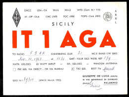 1962 Carte QSL - ITALIA Sicilia SICILY - GIUSEPPE DE LUCA - PALERMO - IT1AGA - Otros & Sin Clasificación
