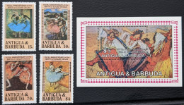 Antigua And Barbuda, 1984, MI 809-813, 150th Birth Anniv. Of Edgar Degas, 4v + Block 84, MNH - Danse