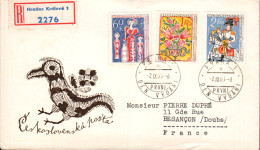 TCHECOSLOVAQUIE SERIE LETTRES FDC RECOMMANDEE "UNESCO" POUR LA FRANCE 1963 - Storia Postale